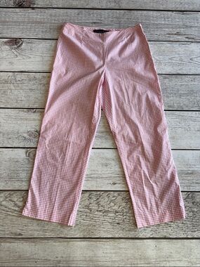 Catherine Stewart Tailored Pink Gingham Cropped Pants